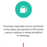 whatsapp ya activo la verificacion de dos pasos